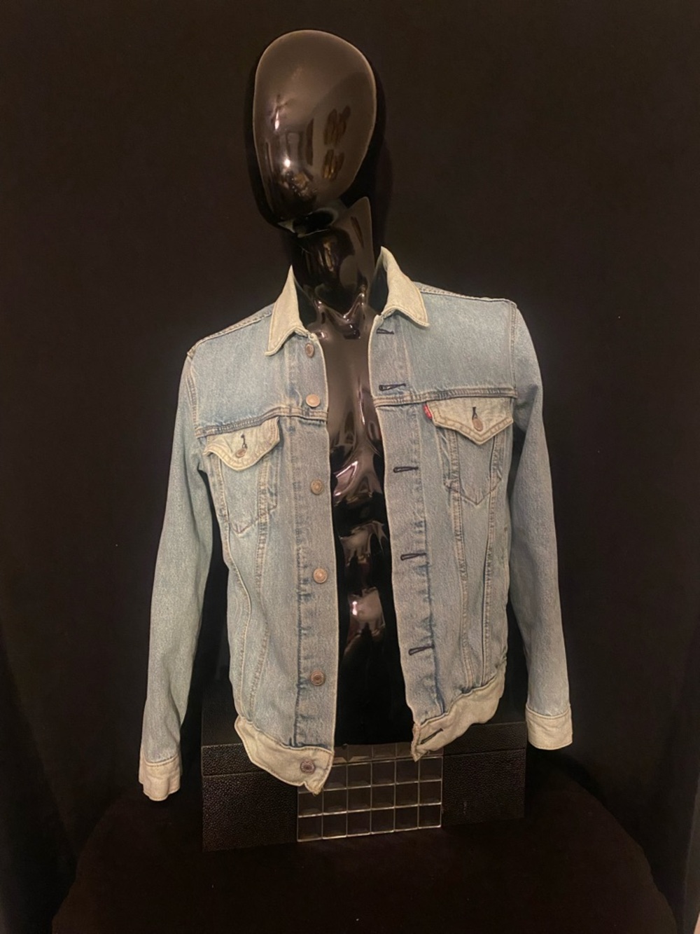 Levi's Light Blue Denim Jacket with Tan Leather Patch